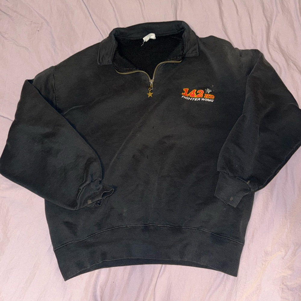 Vintage Jerzees Black Zip Up Sweater